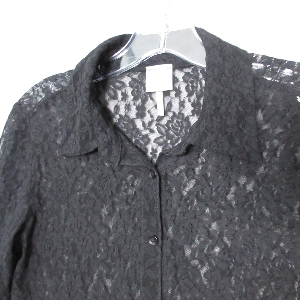 Bobi Top Small Black Lace Sheer‎ Whimsigoth Y2K Grunge Edgy Dark Academia Boho